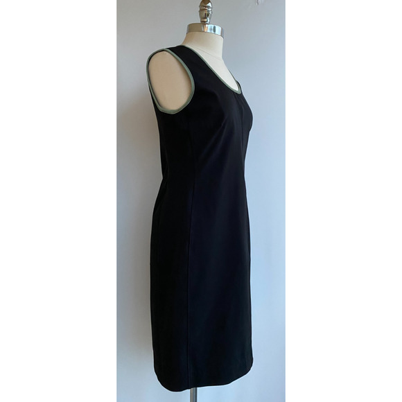 Prada Shift Dress Black with Green Trim Knee Length Women’s Italian 48 US 12 - Picture 4 of 10